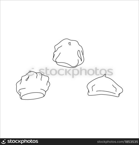 Doodle hat beret design. Winter vector illustration isolated on white background.