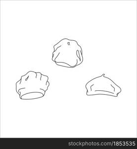 Doodle hat beret design. Winter vector illustration isolated on white background.