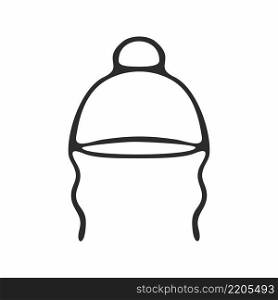 Doodle hat for a child isolated on a white background. Illustration of a headdress. Drawing of outerwear for children. Black hand-drawn sketch. Icons for an online children’s clothing store.