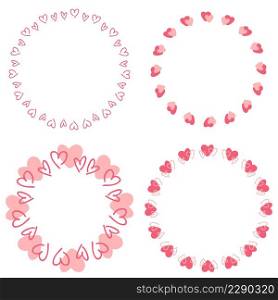 Doodle heart frame template concept collection. Modern vector illustration. Perfect for wedding card decoration, banner, invitation, poster.