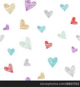 Doodle Hearts Seamless Pattern Background