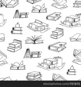 Doodle library book seamless vector pattern. Background with book for education, illustration of school books illustration. Doodle library book seamless vector pattern background