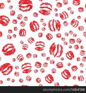 Doodle love heart Valentines Day seamless pattern. Textile wrapping holiday design. Wedding romantic sketch background.