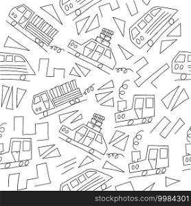 Doodle monoline cars background. Seamless baby boy pattern in vector. Texture for wallpaper, fills, web page background.. Doodle monoline cars background. Seamless baby boy pattern in vector. Texture for wallpaper, fills, web page background