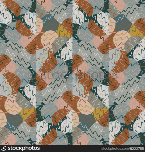 Doodle pebbles mosaic seamless pattern. Cute brick wall endless background. Hand drawn stone wallpaper. Design for fabric, textile print, wrapping paper, cover. Vector illustration. Doodle pebbles mosaic seamless pattern. Cute brick wall endless background. Hand drawn stone wallpaper.