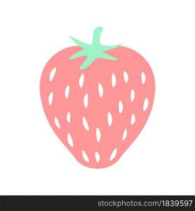 Doodle Pink Strawberry Isolated on White Background. Vector Cartoon Berry.. Doodle Pink Strawberry Isolated on White Background. Cartoon Berry. Vector Illustraation.