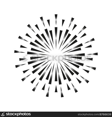Doodle rays from triangles. Geometric art. Round shape. Vector illustration. Stock image. EPS 10.