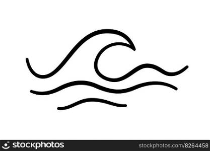 Doodle sea wave icon. Hand drawn simple wavy line. Sea storm scribble icon. Ocean water flow curve sketch. Aqua doodle symbol. Vector illustration isolated on white background.. Doodle sea wave icon. Hand drawn simple wavy line. Sea storm scribble icon. Ocean water flow curve sketch. Aqua doodle symbol. Vector illustration isolated on white background