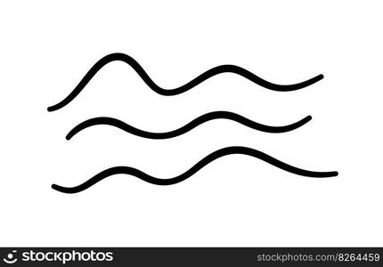 Doodle sea wave icon. Hand drawn simple wavy line. Sea storm scribble icon. Ocean water flow curve sketch. Aqua doodle symbol. Vector illustration isolated on white background.. Doodle sea wave icon. Hand drawn simple wavy line. Sea storm scribble icon. Ocean water flow curve sketch. Aqua doodle symbol. Vector illustration isolated on white background