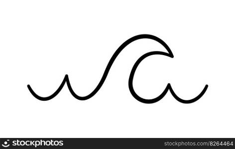 Doodle sea wave icon. Hand drawn simple wavy line. Sea storm scribble icon. Ocean water flow curve sketch. Aqua doodle symbol. Vector illustration isolated on white background.. Doodle sea wave icon. Hand drawn simple wavy line. Sea storm scribble icon. Ocean water flow curve sketch. Aqua doodle symbol. Vector illustration isolated on white background