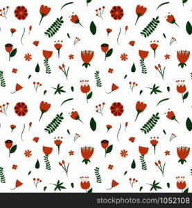 Doodle seamless pattern with colorful flower for wallpaper design. Nature textile print. Hand drawn vector pattern.. Hand Drawn floral seamless pattern.
