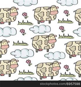 doodle seamless pattern with cows. doodle seamless pattern with cows, vector eps 10