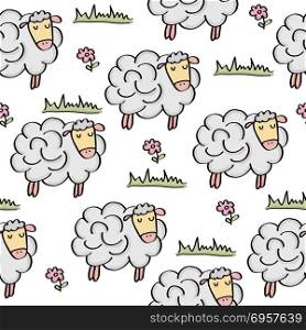 doodle seamless pattern with sheep. doodle seamless pattern with sheep, vector eps 10