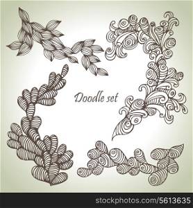 Doodle set. Hand drawn abstract floral illustrations