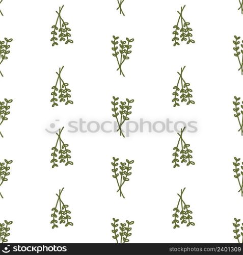 Doodle simple spring seamless pattern with herbs. Perfect for T-shirt, textile and print. Hand drawn vector illustration for decor and design.