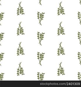 Doodle simple spring seamless pattern with herbs. Perfect for T-shirt, textile and print. Hand drawn vector illustration for decor and design.