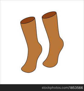 Doodle socks set design. Winter vector colorful illustration isolated on white background.