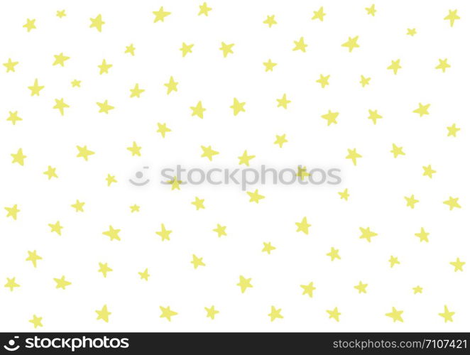 Doodle stars art. Vector stars isolated background. Pattern for children, babies, toddlers. Night sky hand drawn. Backdrop for baby shower decoration. Wallpaper vintage design, Retro style confetti.