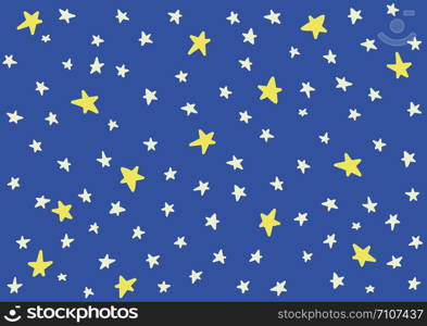 Doodle stars art. Vector stars isolated background. Pattern for children, babies, toddlers. Night sky hand drawn. Backdrop for baby shower decoration. Wallpaper vintage design, Retro style confetti.