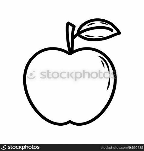Doodle style apple. Coloring book for kids. hand drawn sticker.