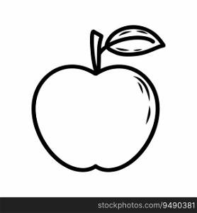 Doodle style apple. Coloring book for kids. hand drawn sticker.