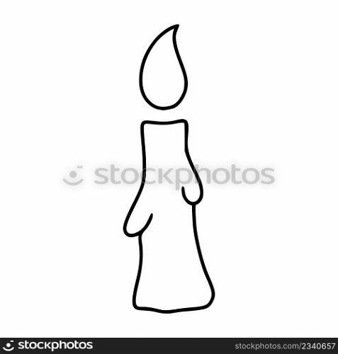 Doodle style candle. Vector icon.