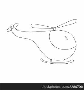 Doodle style drawing of helicopter. Coloring book for boy.