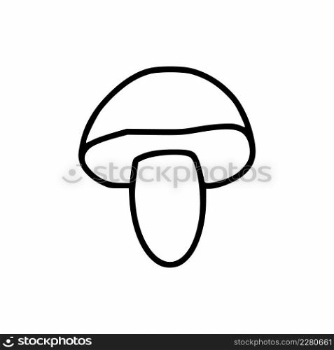 Doodle style mushroom icon.Illustration for children coloring book.