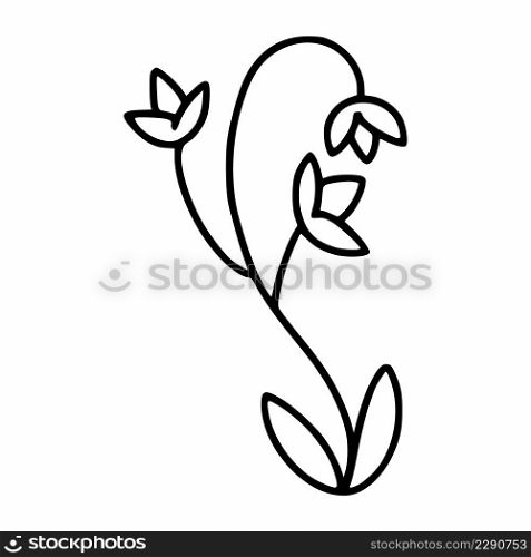 Doodle style plant. Cute flower for greeting card decoration.