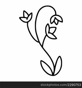 Doodle style plant. Cute flower for greeting card decoration.