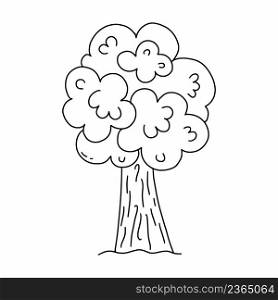 Doodle style tree. Vector illustration. Coloring book for kids.