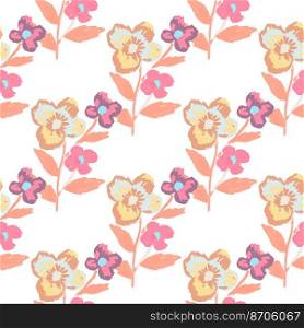 Doodle stylized flowers seamless pattern. Decorative naive botanical texture. Creative flower background. Design for fabric, textile print, wrapping, cover. Simple vector illustration. Doodle stylized flowers seamless pattern. Decorative naive botanical texture. Creative flower background.