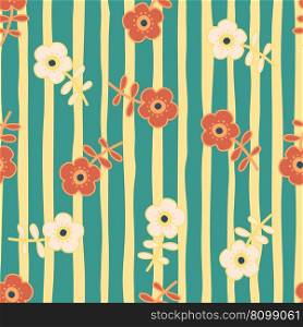 Doodle stylized flowers seamless pattern. Decorative naive botanical wallpaper. Cute flower background. Design for fabric, textile print, wrapping, cover. Vector illustration. Doodle stylized flowers seamless pattern. Decorative naive botanical wallpaper. Cute flower background.