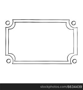 Doodle stylized photo framework with curved borders vector isolated on white background. Rectangular hand drawn line frame in antique style illustration for art concepts or decor elements. Doodle Framework with Curved Borders Vector