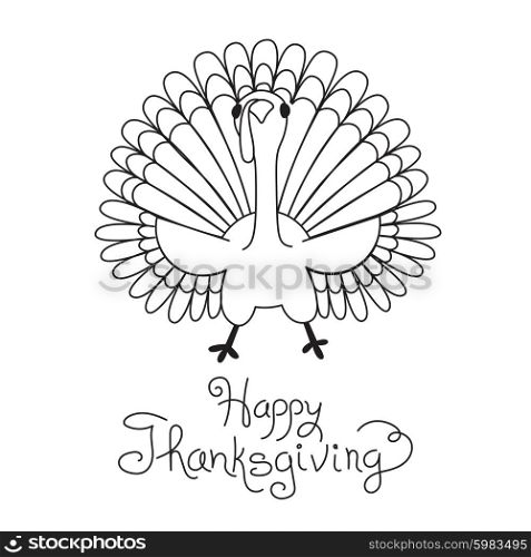 Doodle Thanksgiving Turkey Freehand Vector Drawing Isolated. Doodle Thanksgiving Turkey Freehand Vector Drawing Isolated.