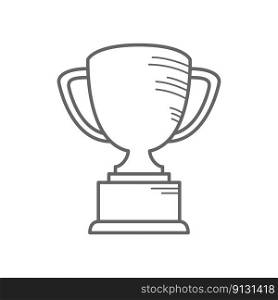 doodle trophy icon, winner award icon