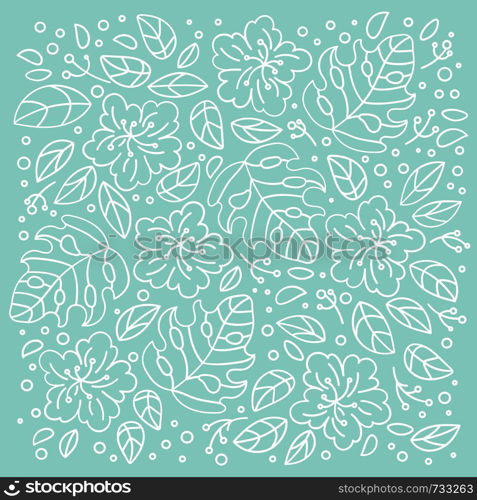 DOODLE TROPICS Floral Nature Ornament Vector Illustration Set