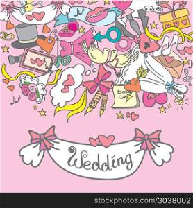 doodle wedding set, hand drawn,. doodle wedding set, hand drawn, vector illustration. doodle wedding set, hand drawn,