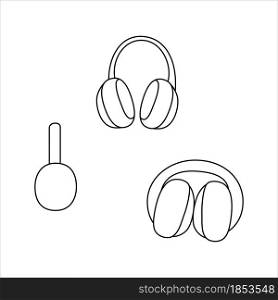 Doodle winter headphones, earmuff design. Winter vector illustration isolated on white background.