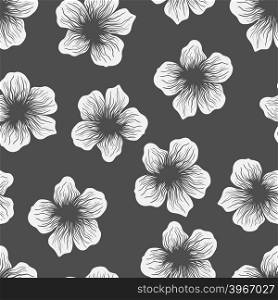 Doodled seamless vector pattern from flowers. Endless vector background nature, summer theme. Hand drawn floral abstract pattern