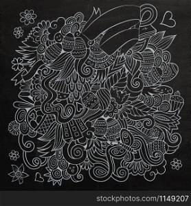 Doodles abstract decorative Easter vector sketch chalkboard background. Doodles abstract decorative Easter chalkboard background