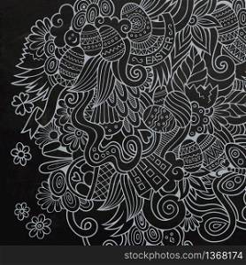 Doodles abstract decorative Easter vector sketch chalkboard background. Doodles abstract decorative Easter chalkboard background