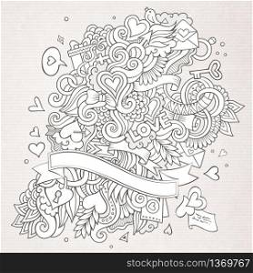 Doodles abstract decorative Love vector sketch background