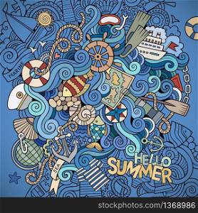 Doodles abstract decorative marine nautical vector background. Doodles marine nautical vector background