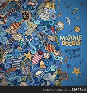 Doodles abstract decorative marine nautical vector border. Doodles marine nautical vector border