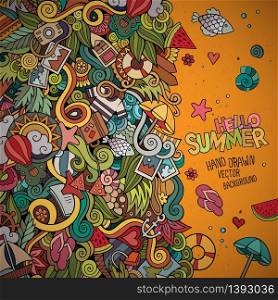 Doodles abstract decorative summer vector frame. greeting card design. Doodles abstract decorative summer vector frame