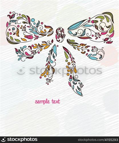 doodles background with bow made of floral vector illustration