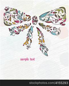 doodles background with bow made of floral vector illustration