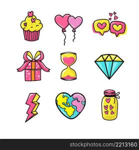 Doodles cute valentines elements vector illustration