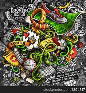 Doodles Soccer graphics vector illustration. Creative football background. Colorful stylish raster wallpaper.. Doodles Soccer graphics vector illustration
